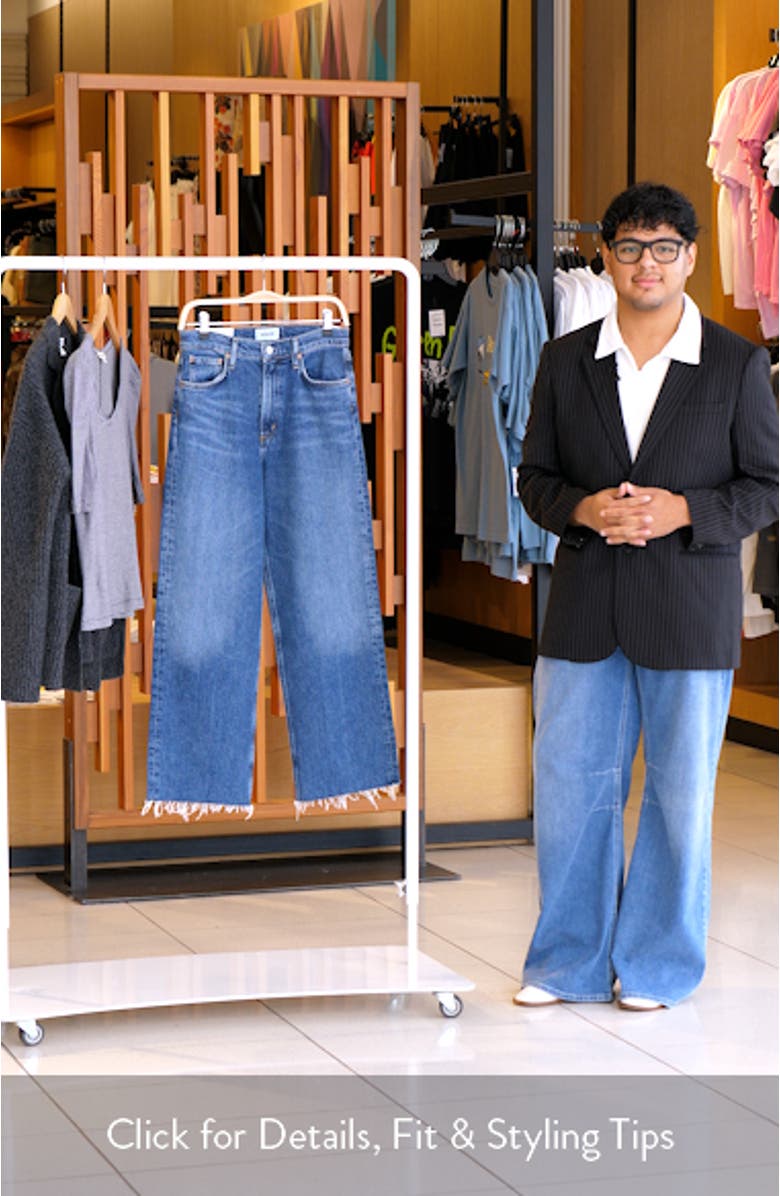 Ren Raw Hem High Waist Ankle Wide Leg Jeans