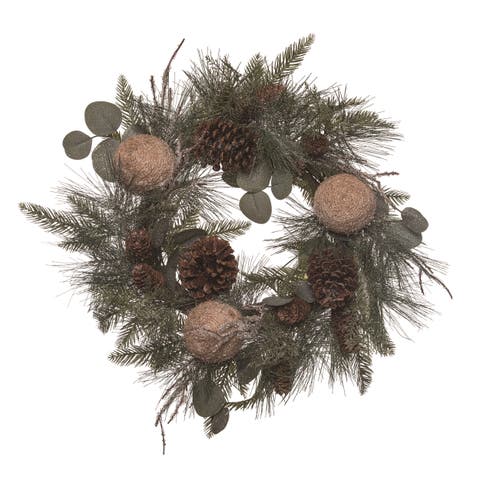 Multicolor Rustic Christmas Wreath with Woven Ornaments