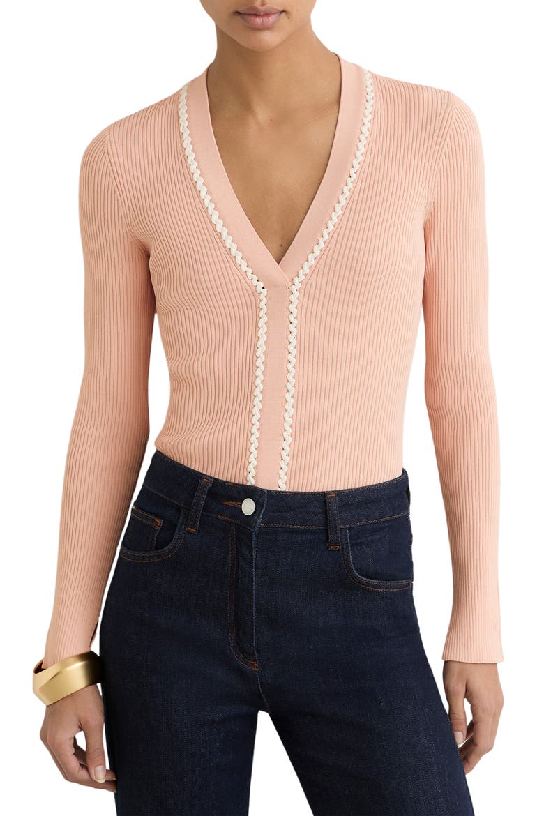 Lauri Craft Stitch Cable Knit Top, Main, color, PINK/ IVORY