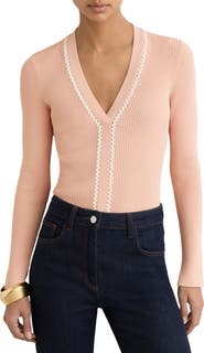 Reiss Lauri Craft Stitch Cable Knit Top