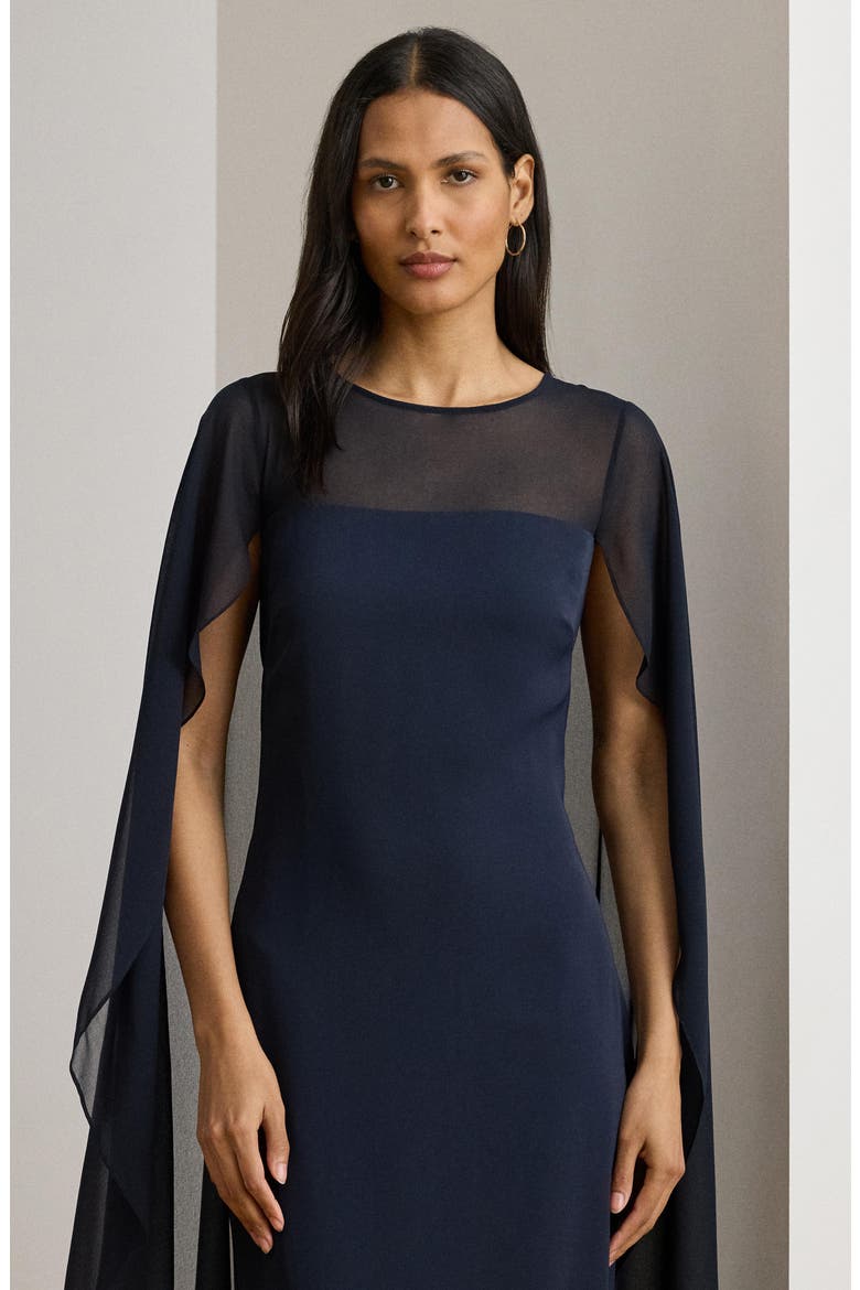 lauren cape georgette cocktail dress Lauren Ralph Women's Cape Georgette Cocktail Dress