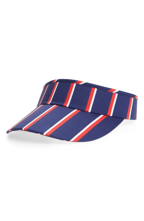 Lele Sadoughi Stripe Bow Tie Visor In Blue