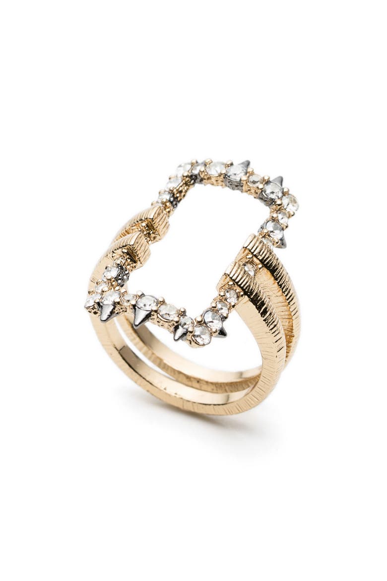 Elements Crystal Encrusted Ring, Alternate, color, GOLD/ RUTHENIUM
