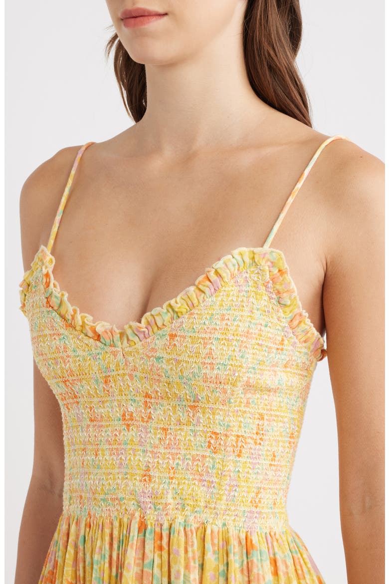 Sweet Nothings Floral Print Sleeveless Maxi Sundress, Alternate, color, YELLOW COMBO