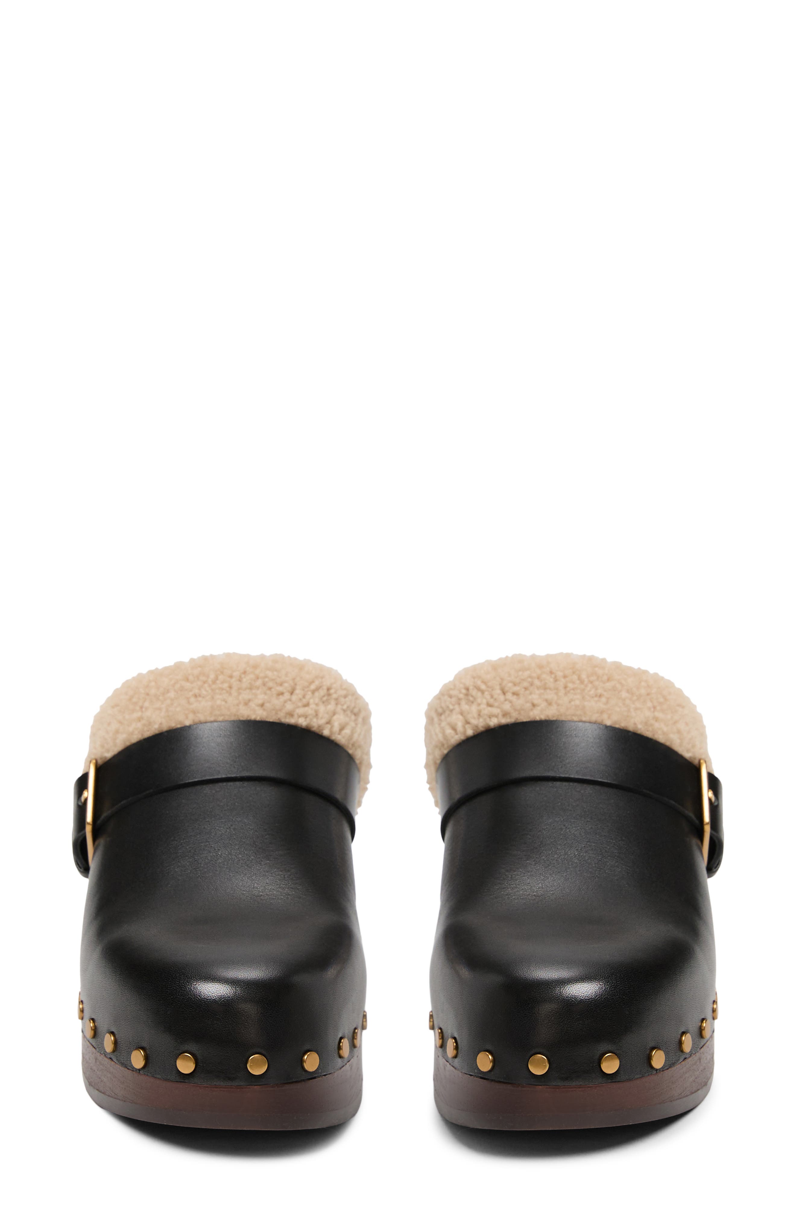 PAIGE Helena Faux Shearling Clog, Alternate, color, Black