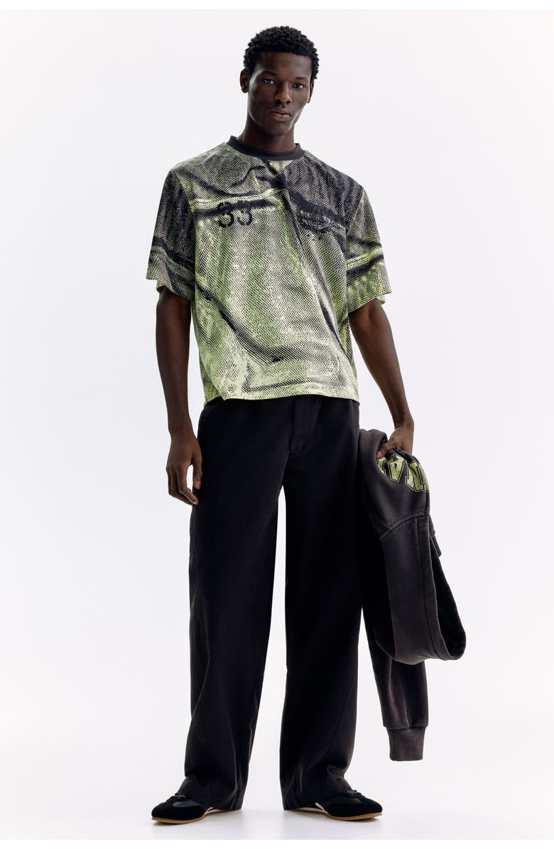 H&M Oversized Fit Boxy-style Printed T-shirt, Alternate, color, Light Green/33