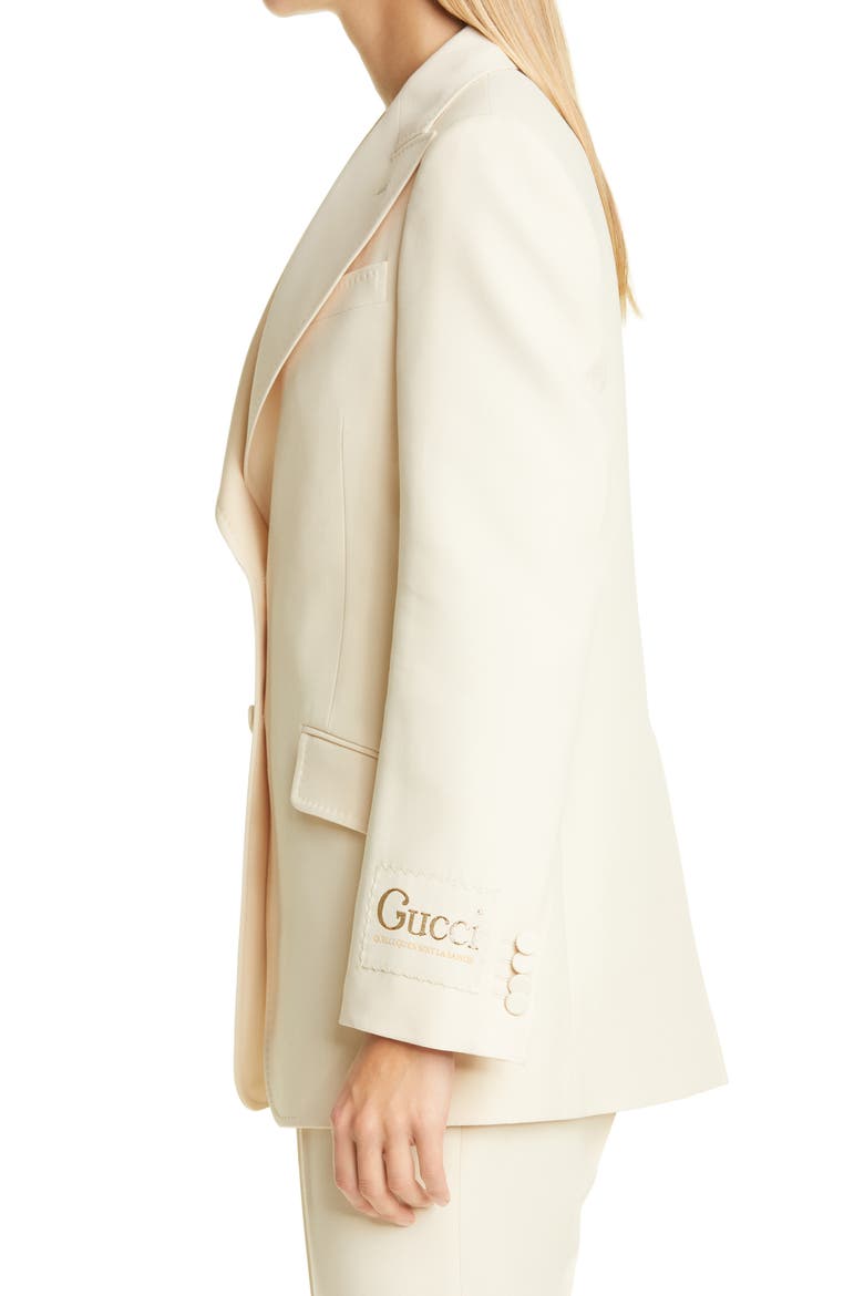 Original Label Silk & Wool Cady Crepe Blazer, Alternate, color, GARDENIA/ MIX