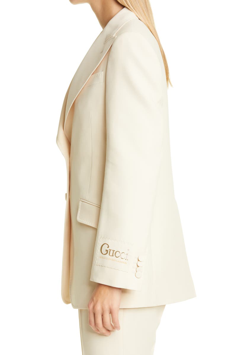 Gucci Original Label Silk & Wool Cady Crepe Blazer, Alternate, color, 