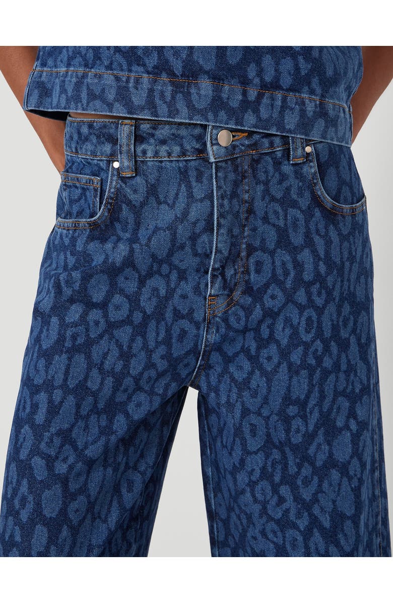 Hush Cropped Bree Horseshoe Barrel Leg Jeans, Alternate, color, Laser Leopard Print Mid Blue