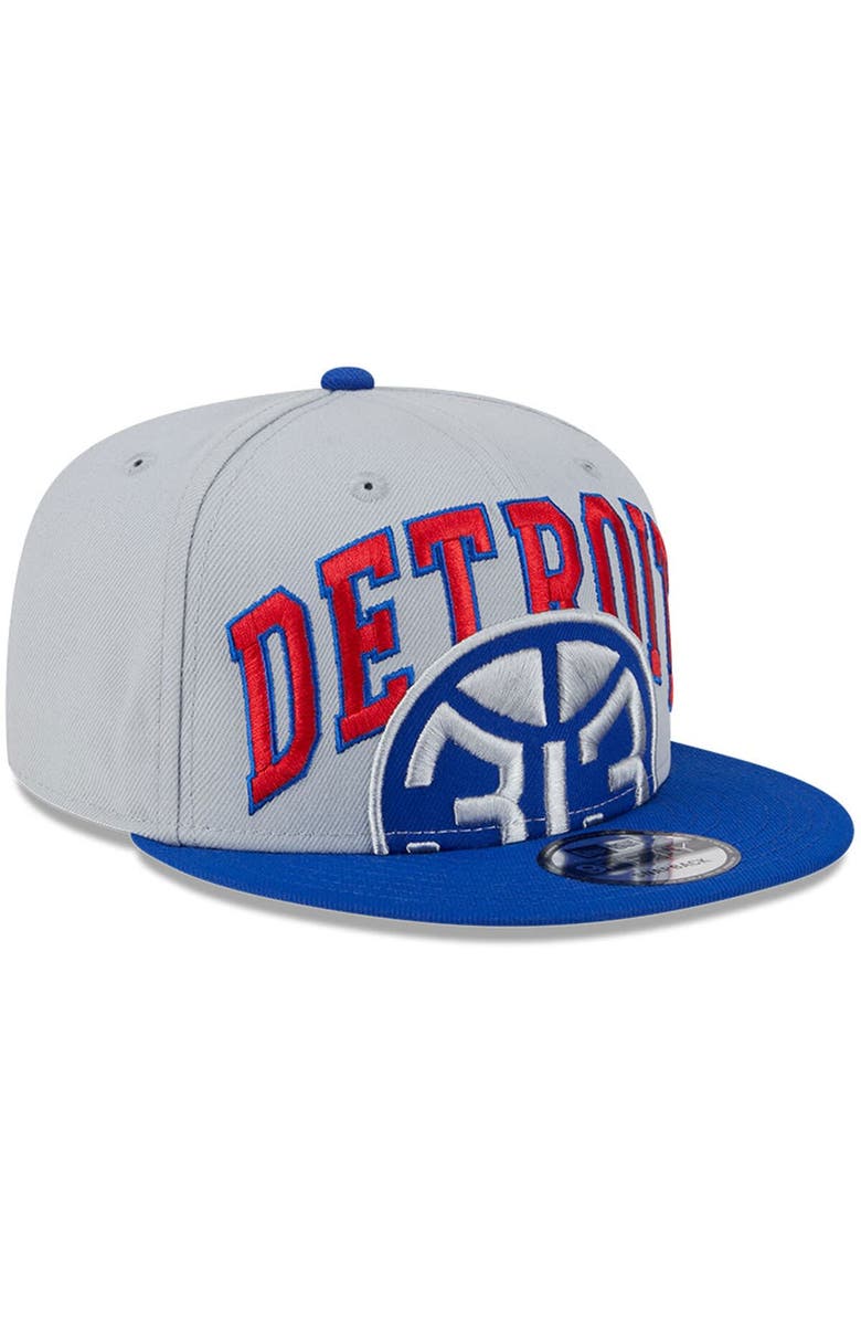 New Era Men's New Era Gray/Blue Detroit Pistons Tip-Off Two-Tone 9FIFTY Snapback Hat, Alternate, color, 