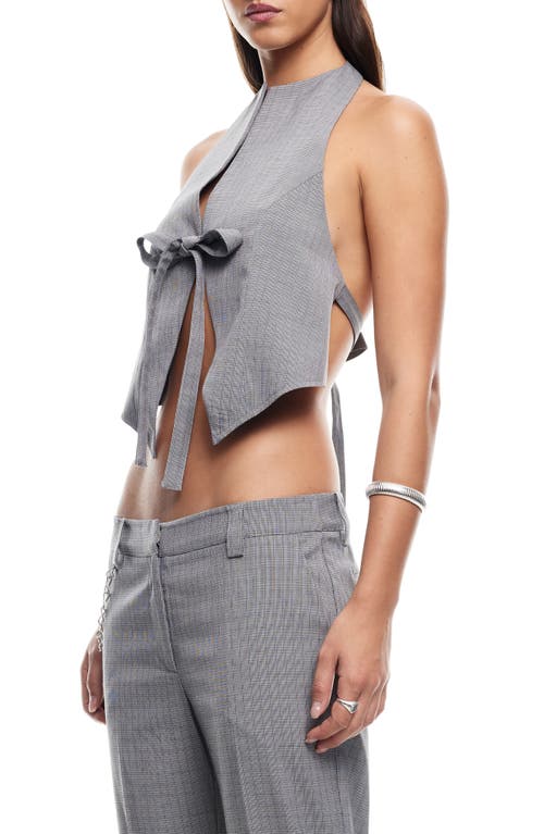 Shop Lioness Butterfly Tie Plaid Halter Top In Onyx Gingham