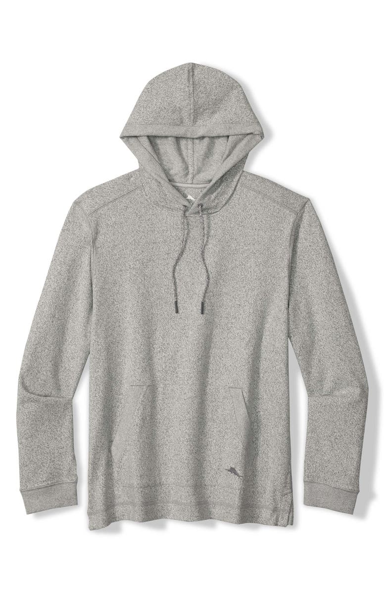 Tommy Bahama Sand Runner Heathered Cotton Pullover Hoodie, Main, color, Grey Heather