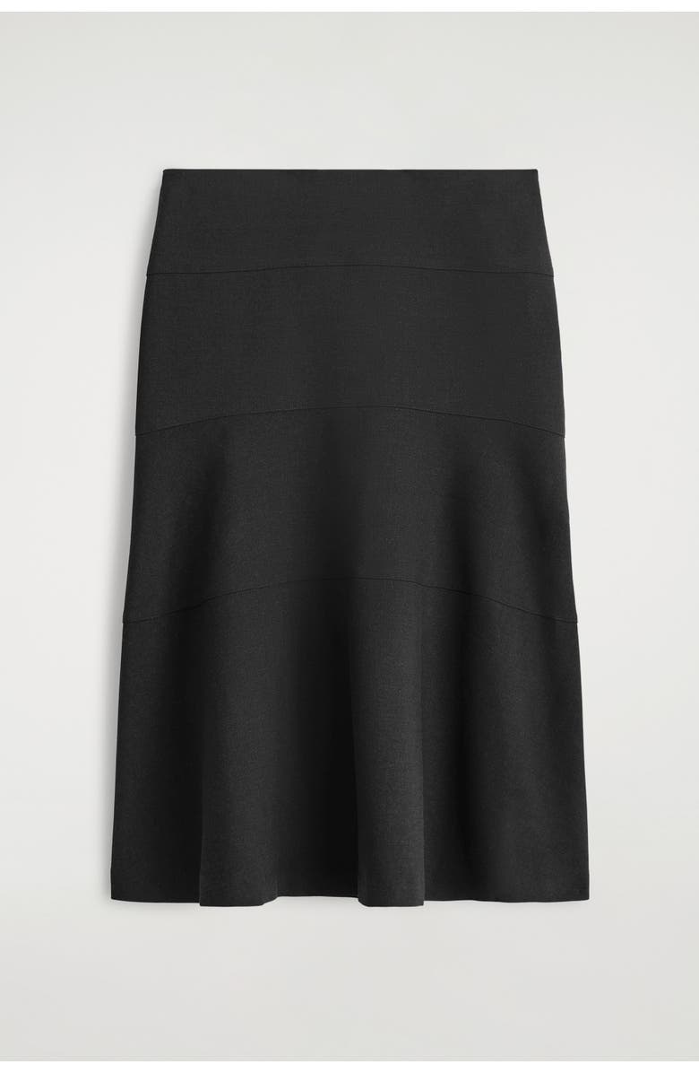 COS Curved A-Line Midi Skirt, Alternate, color, Dark Gray