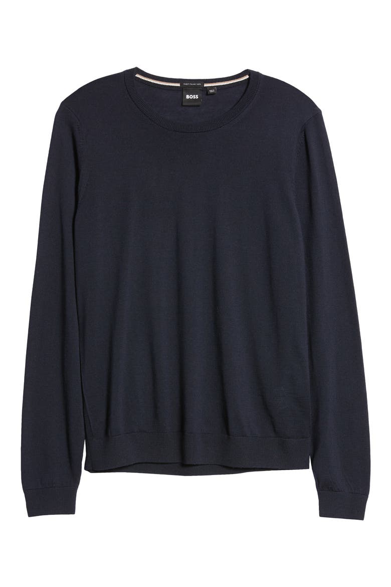 Leno Virgin Wool Crewneck Sweater, Alternate, color, DARK BLUE