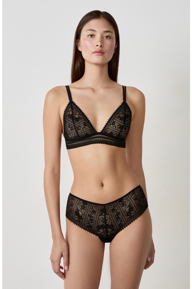 Aura Lace Shorty Panties, Alternate, color, BLACK
