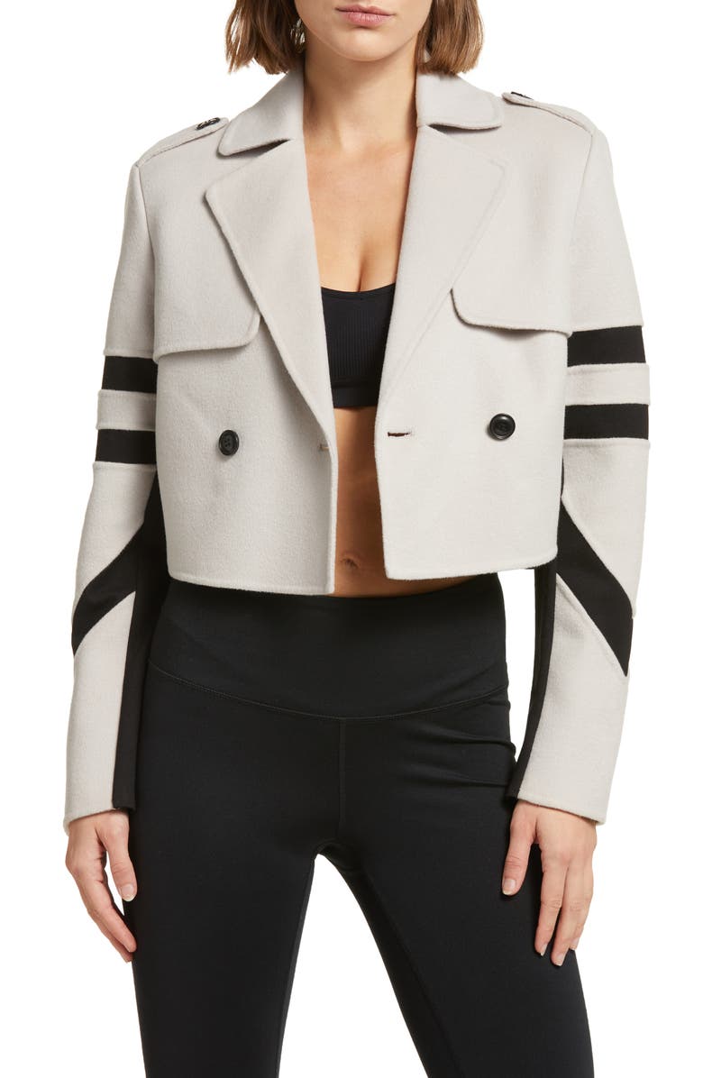 Blanc Noir Handmade Double Breasted Wool Crop Jacket, Main, color,