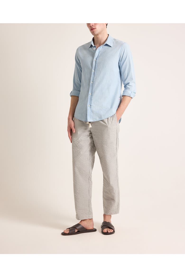 Giles Chambray Tailored Fit Chambray Shirt, Main, color, Wave Blue
