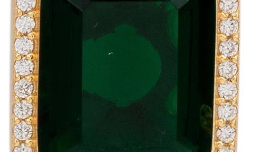 Suzy Levian Emerald Cut Cubic Zirconia Halo Drop Earrings In Green