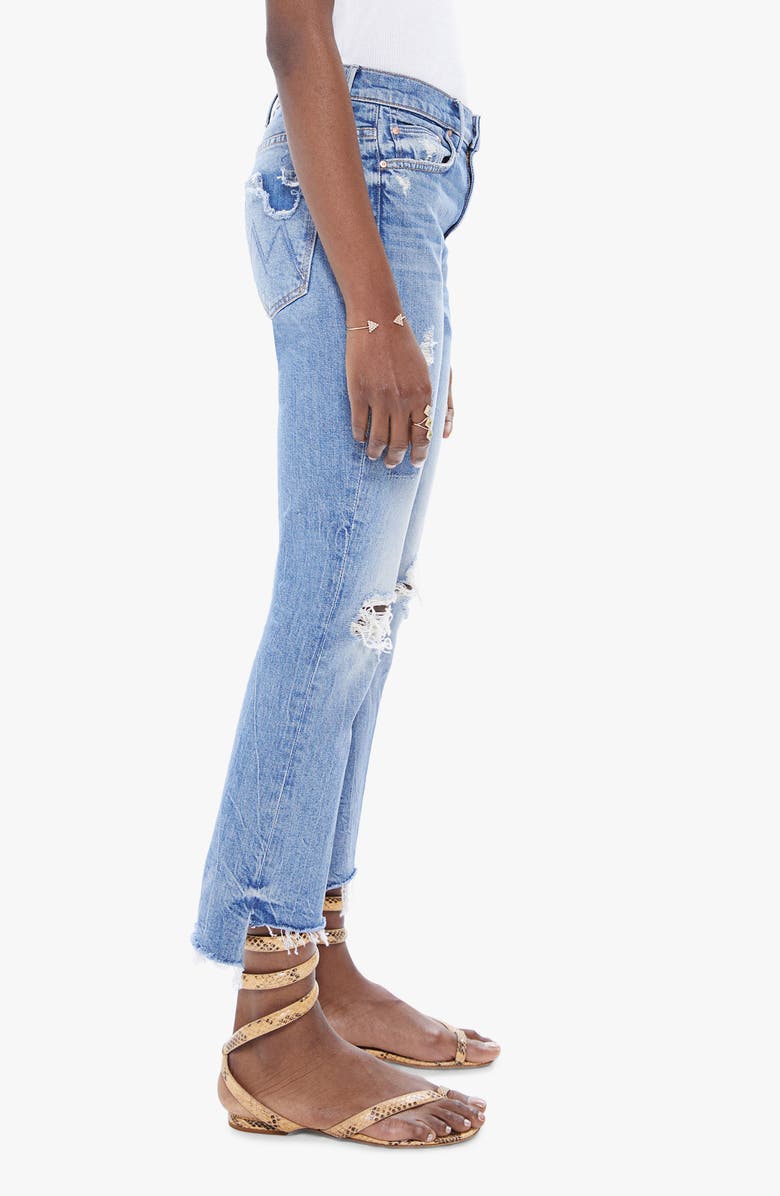 MOTHER The Insider High Waist Crop Step Fray Hem Bootcut Jeans, Alternate, color,