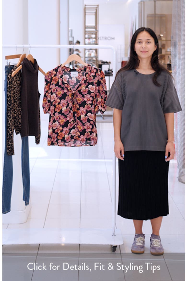 Joelle Floral Tie Neck Button-Up Top video