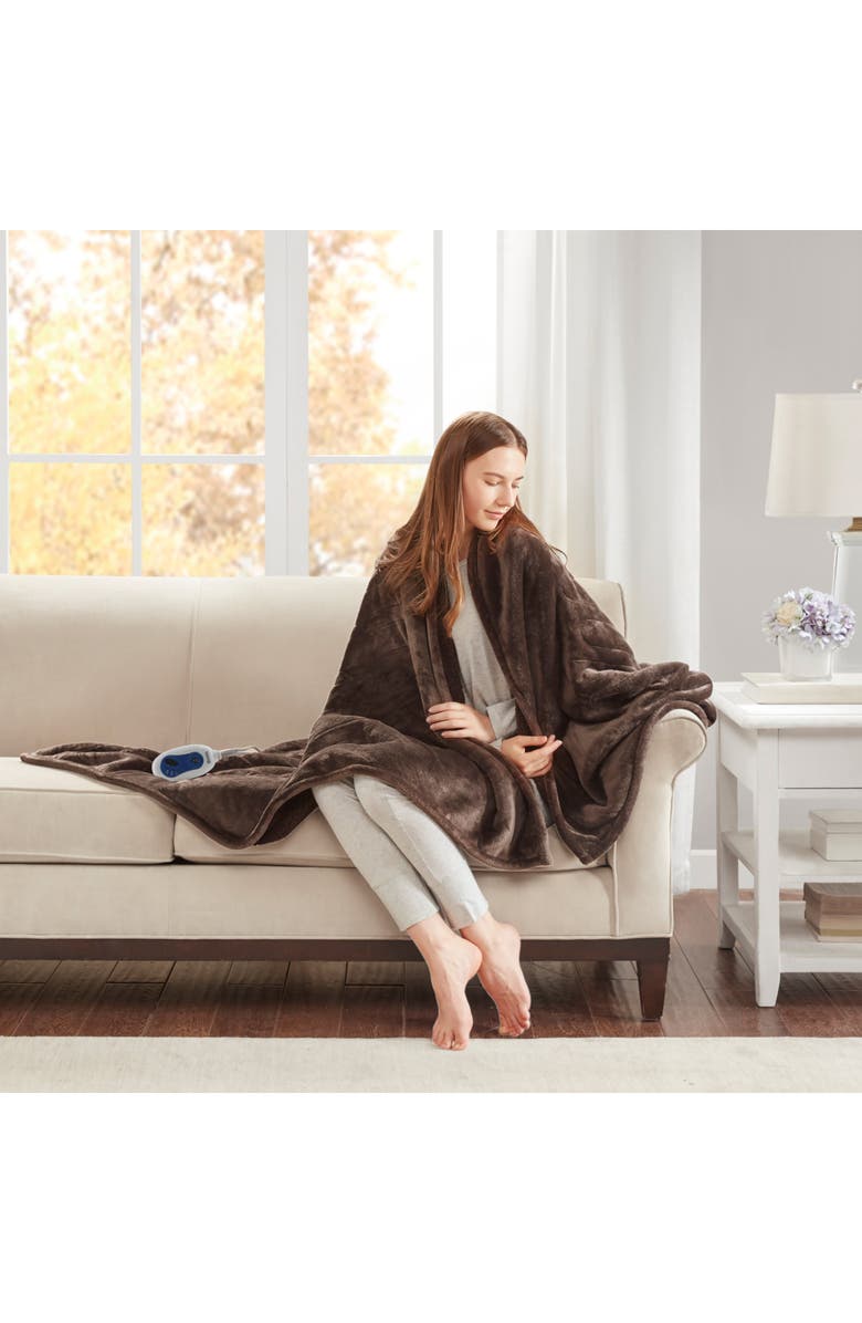 BEAUTYREST Heated Microlight Reverse To Berber Throw Blanket, Alternate, color, 