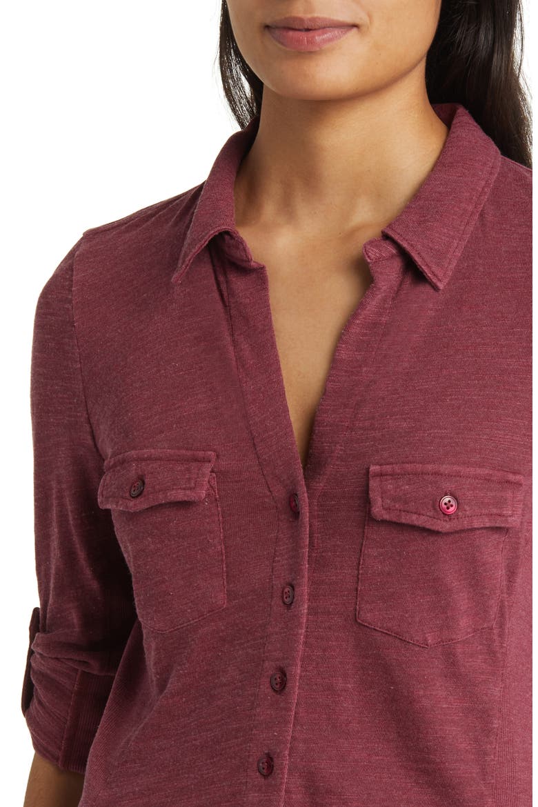 Roll Tab Knit Shirt, Alternate, color, BURGUNDY