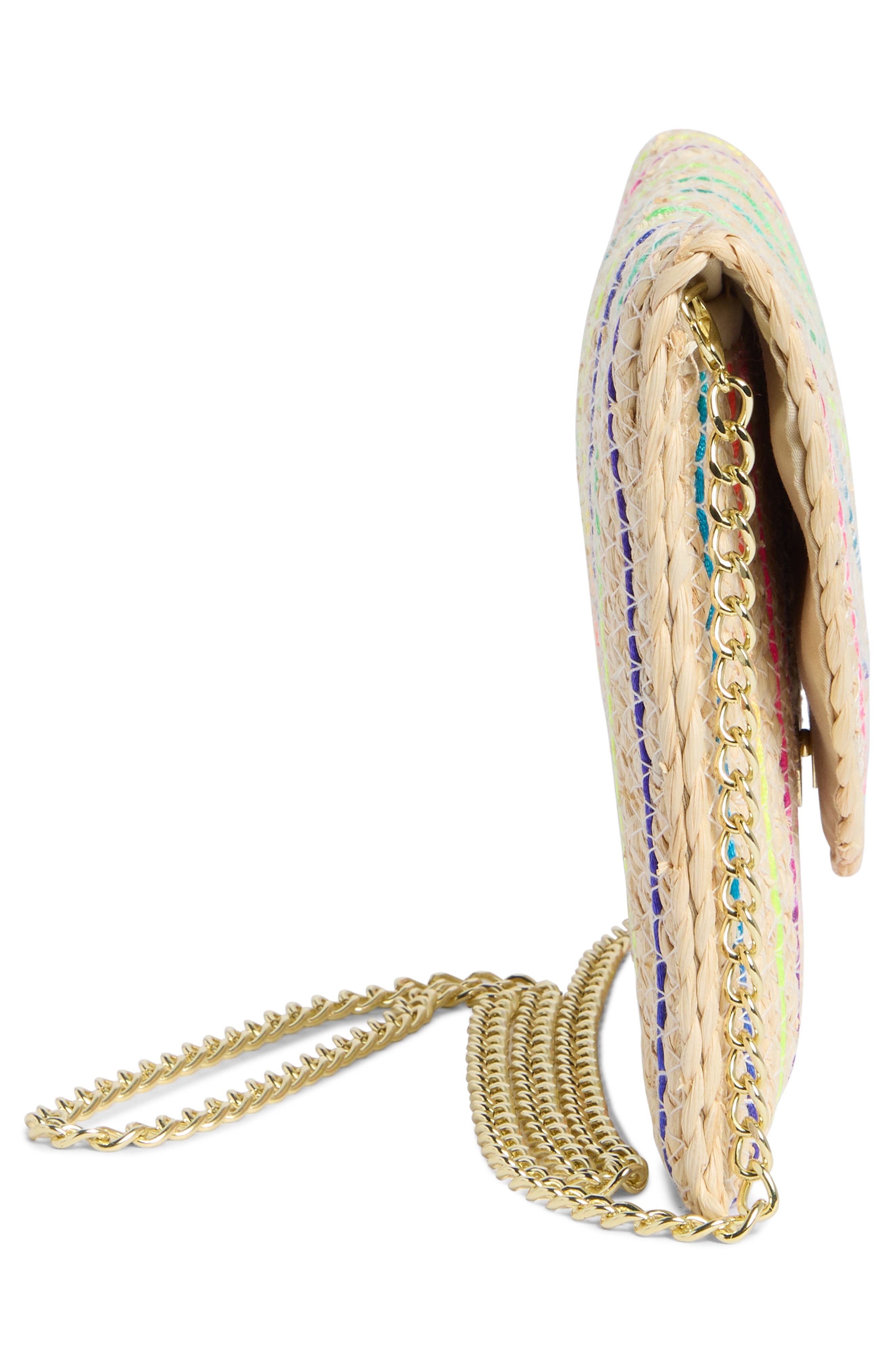 Collection XIIX Rainbow Trim Straw Clutch, Alternate, color, Beige Multi