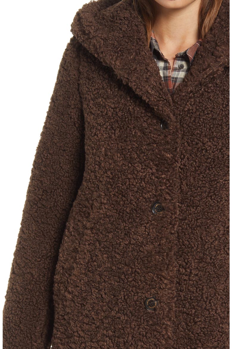Hooded Faux Shearling Teddy Coat, Alternate, color, TERRAZZO BROWN