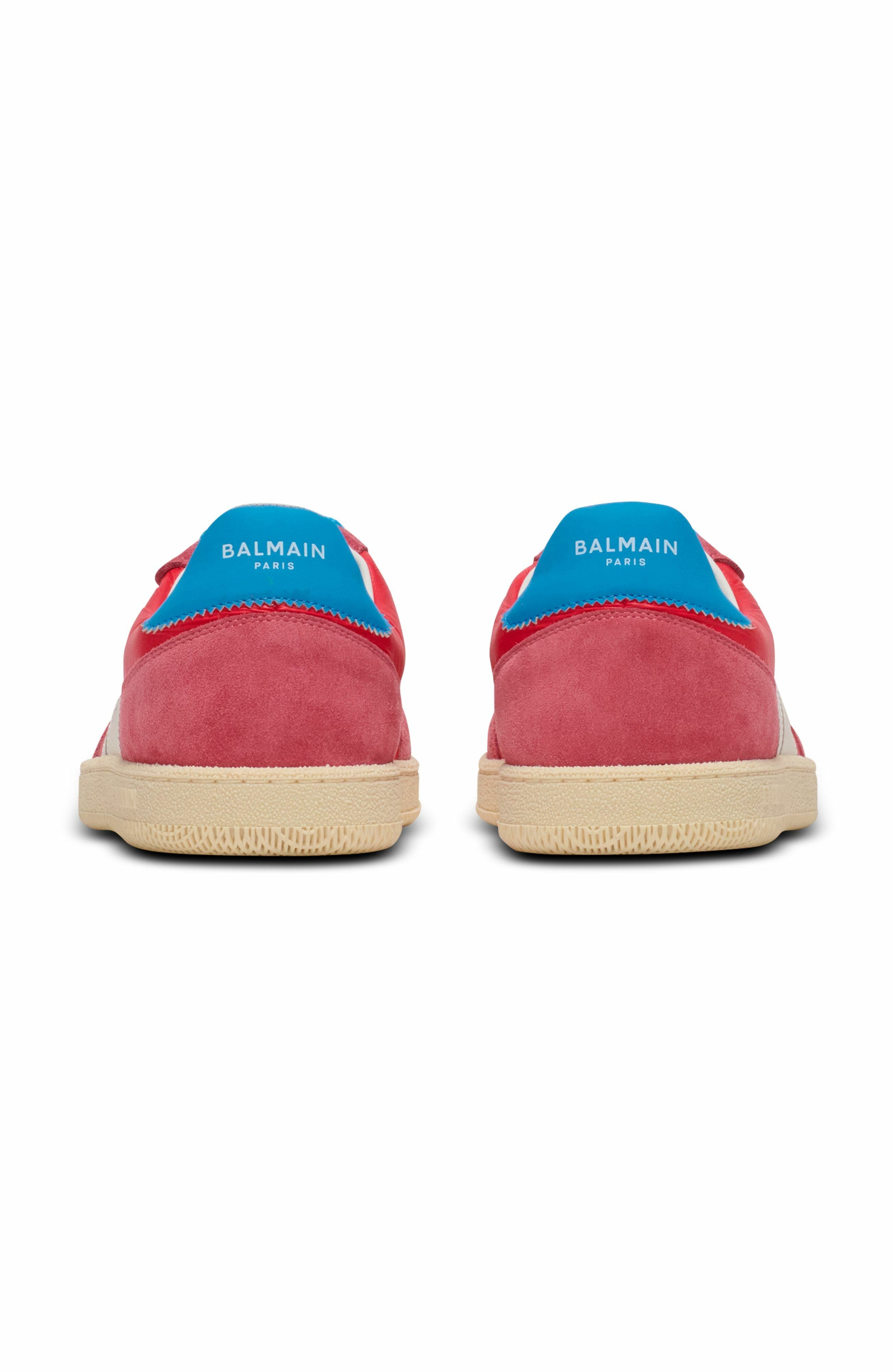 Balmain Swan Trainers In Suede And Nylon, Alternate, color, Red
