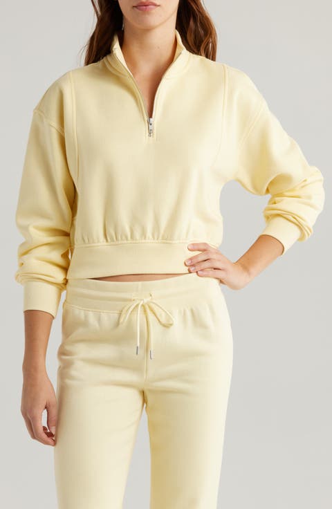 Cropped Seamed Quarter Zip Pullover