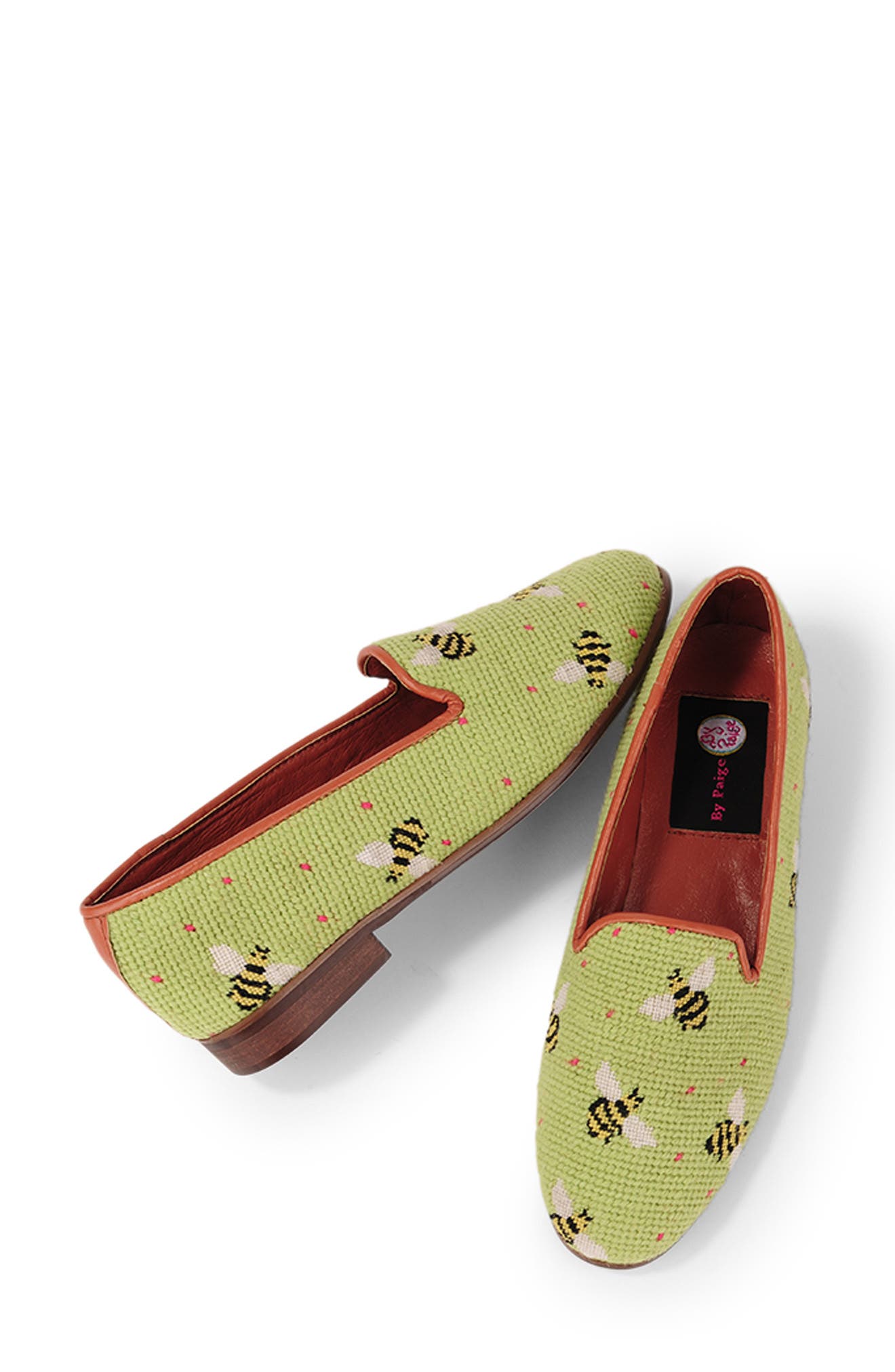 ByPaige Needlepoint Bee Flat, Alternate, color, Bumblebees On Lime