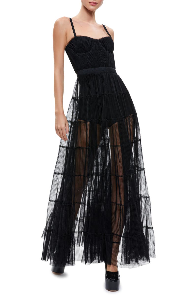 Alice + Olivia Deena Pleated Maxi Dress, Alternate, color,
