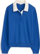 Alex Mill Bond St. Contrast Collar Cotton & Cashmere Polo Sweater
