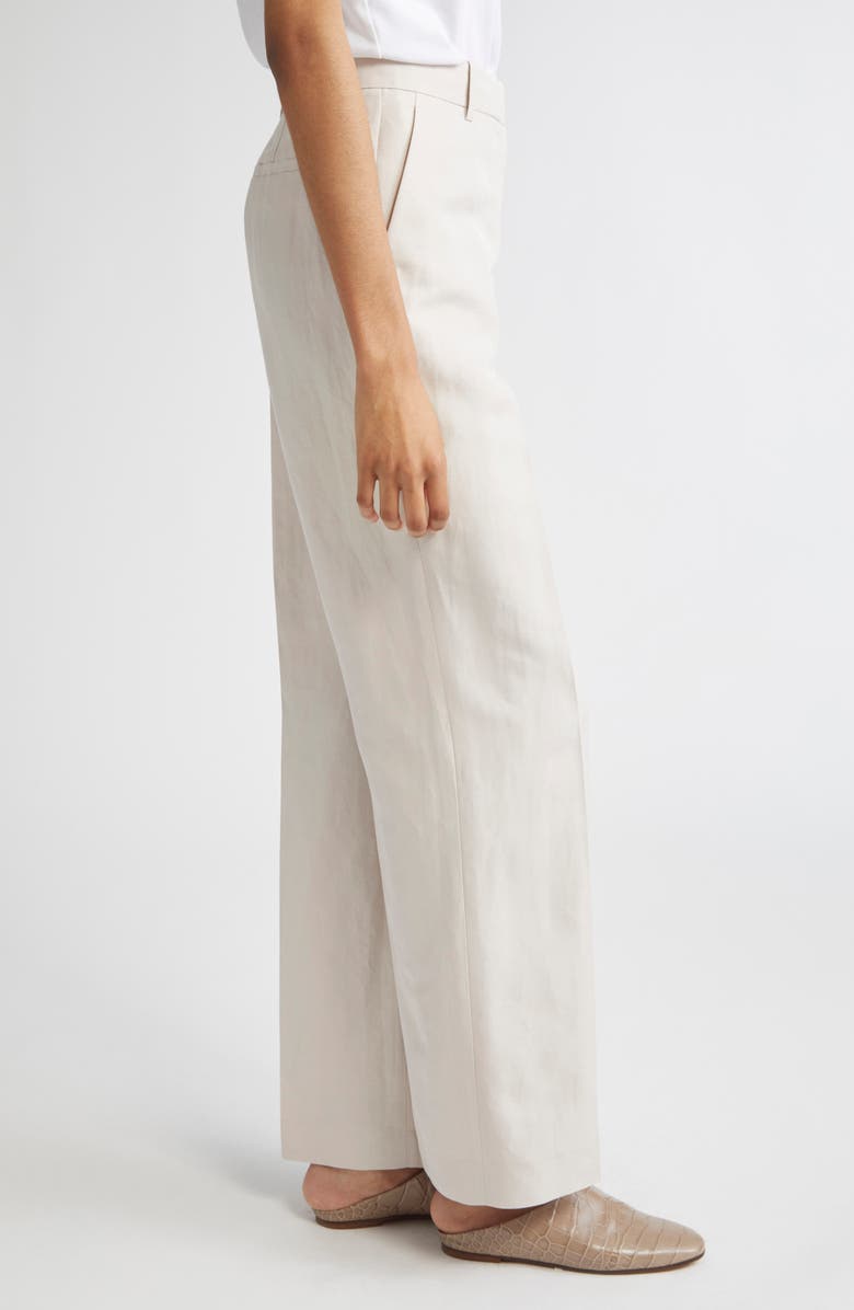 Lafayette 148 New York Gates Silk & Linen Straight Leg Pants, Alternate, color, Pearl