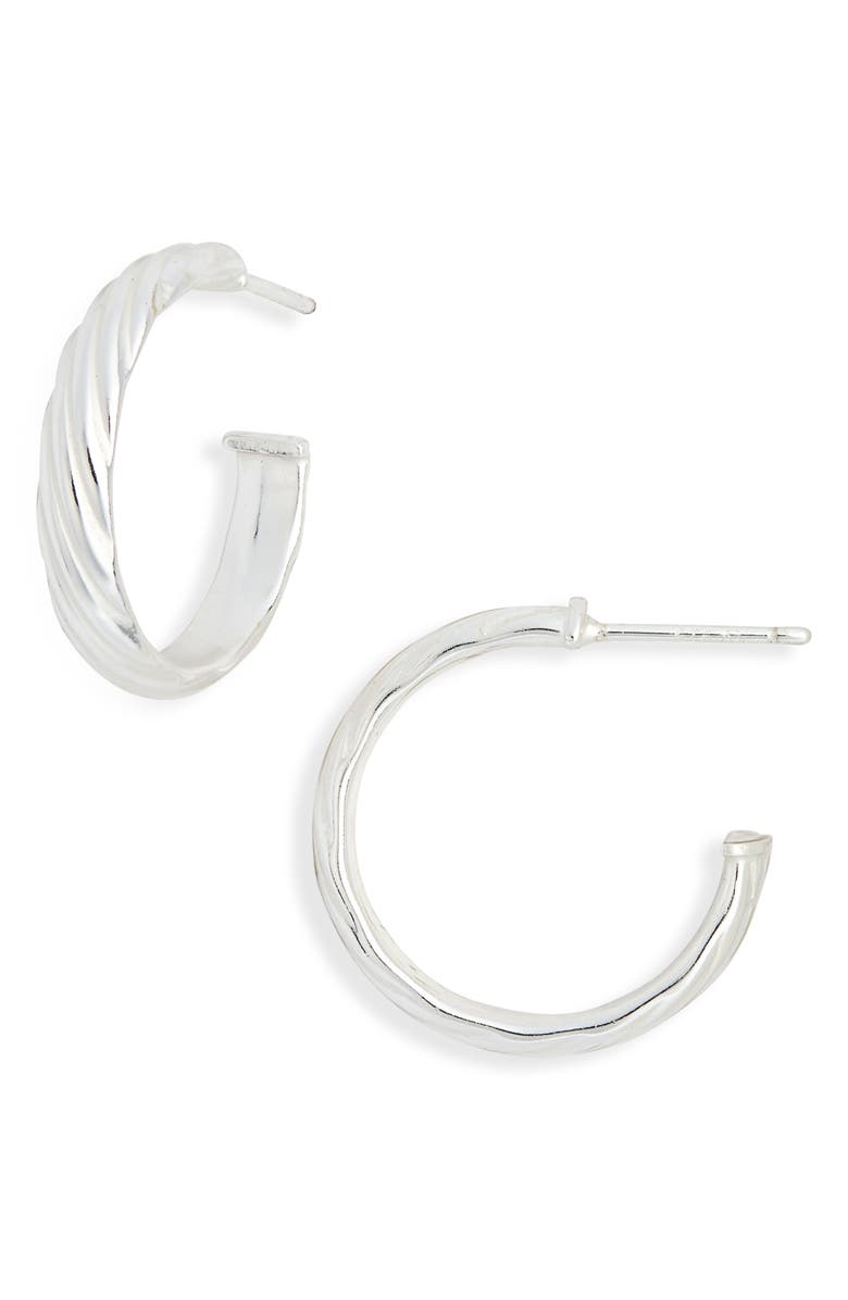 Argento Vivo Sterling Silver Twisted Hoop Earrings, Main, color, Silver