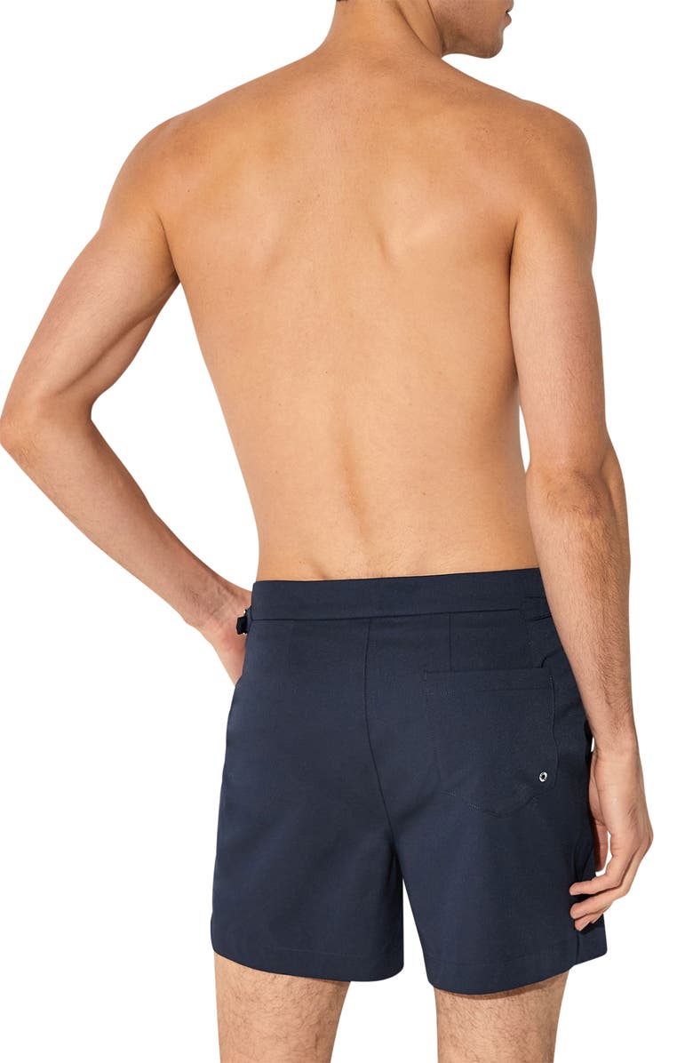 Reiss Sun Solid Side Adjuster Swim Trunks, Alternate, color, Navy