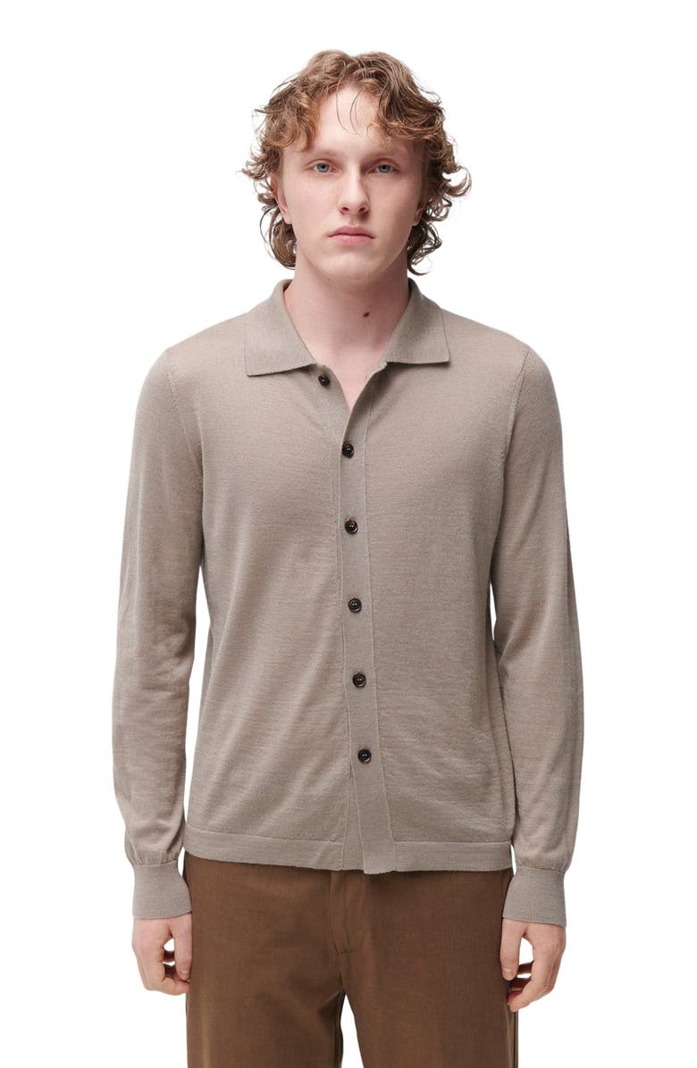 GOBI Mongolian Cashmere Cashmere Silk Polo-Neck Cardigan, Alternate, color, Timber Wolf