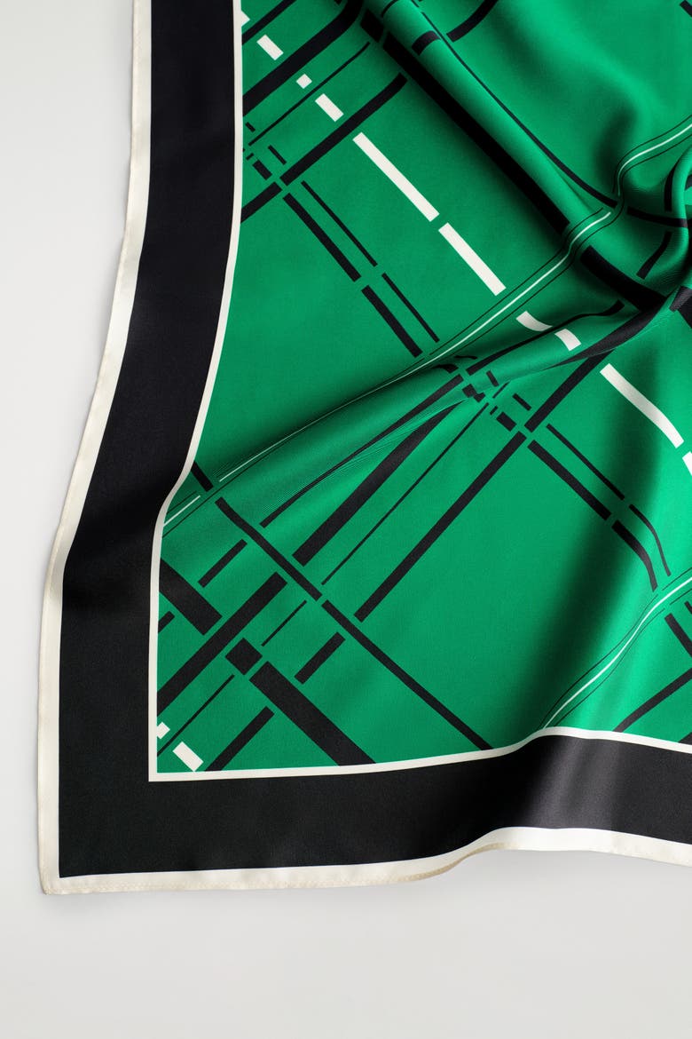 Plaid Silk Scarf, Alternate, color, GREEN / BLACK / PLAID