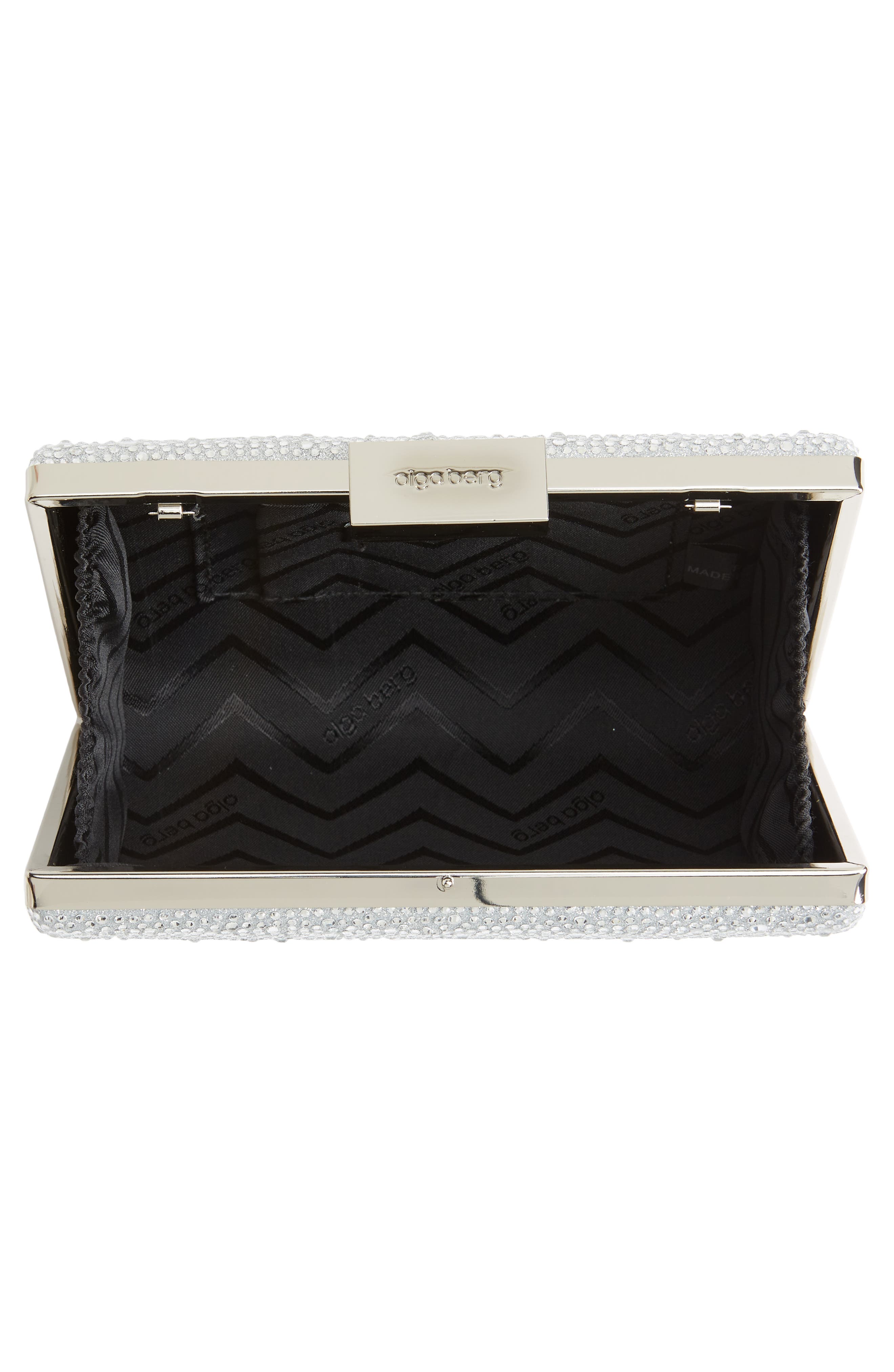 Gabby Metallic Hot Fix Crystal Clutch, Alternate, color, SILVER