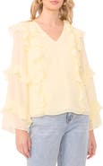 1.STATE Ruffle V-Neck Top