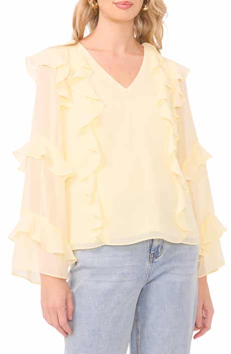 1.STATE Ruffle V-Neck Top