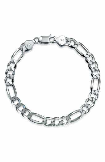 BLING JEWELRY Men's Sterling Silver Figaro Chain Bracelet