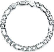 BLING JEWELRY Men's Sterling Silver Figaro Chain Bracelet