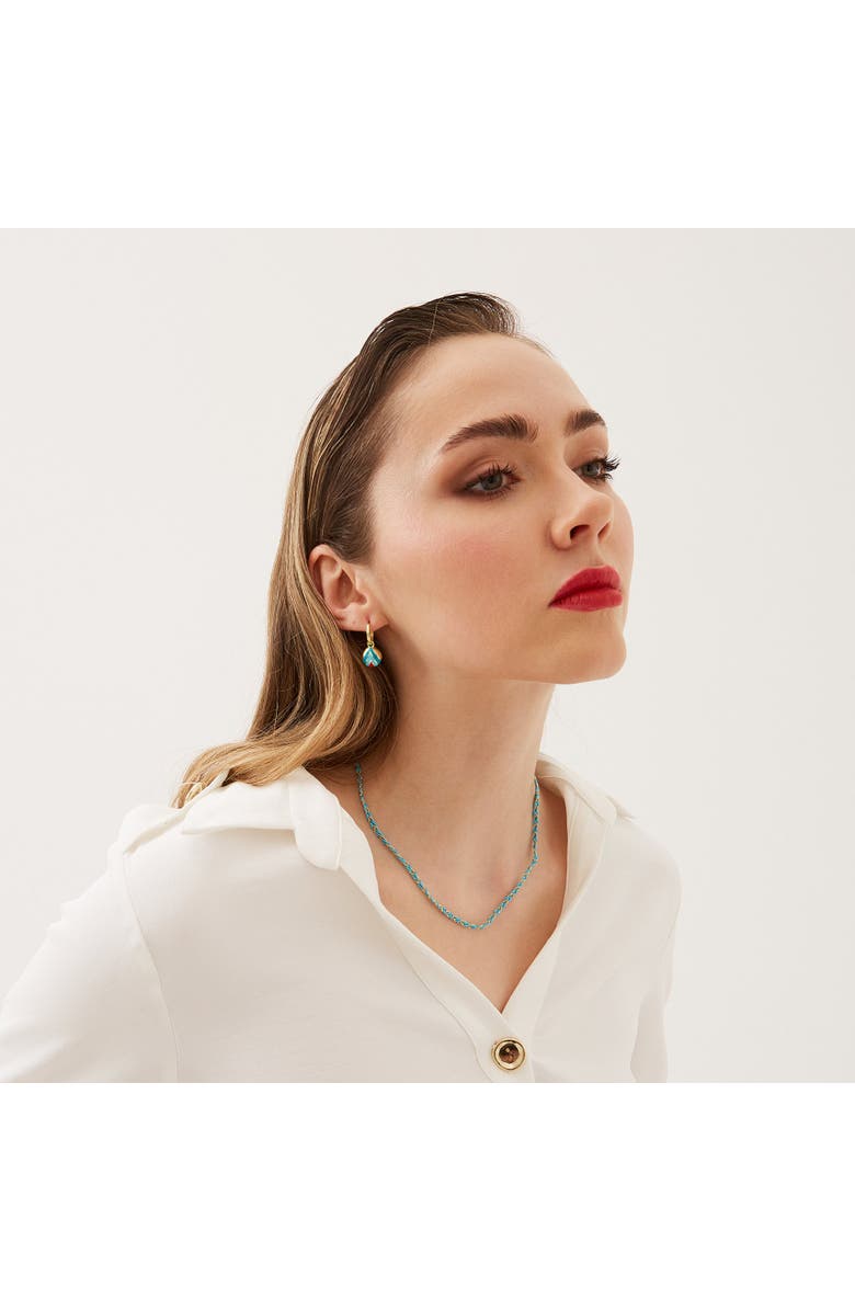 Spero London Enamel Blue Five Color Sterling Silver Earrings, Alternate, color, Gold