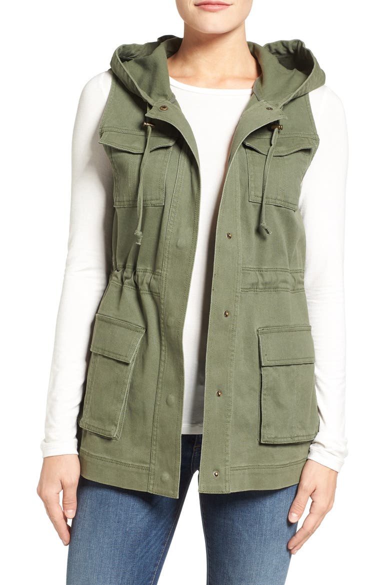 Hooded Military Vest, Main, color, OLIVE