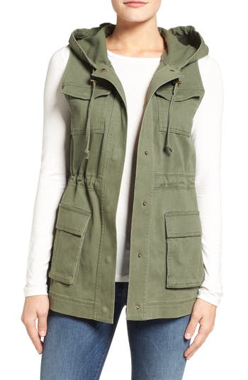 Matty M .  Hooded Military Vest In Gray