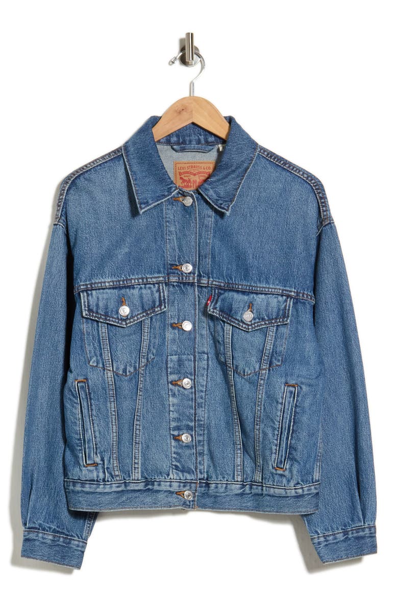 90s Denim Trucker Jacket, Alternate, color, TURNING HEADS