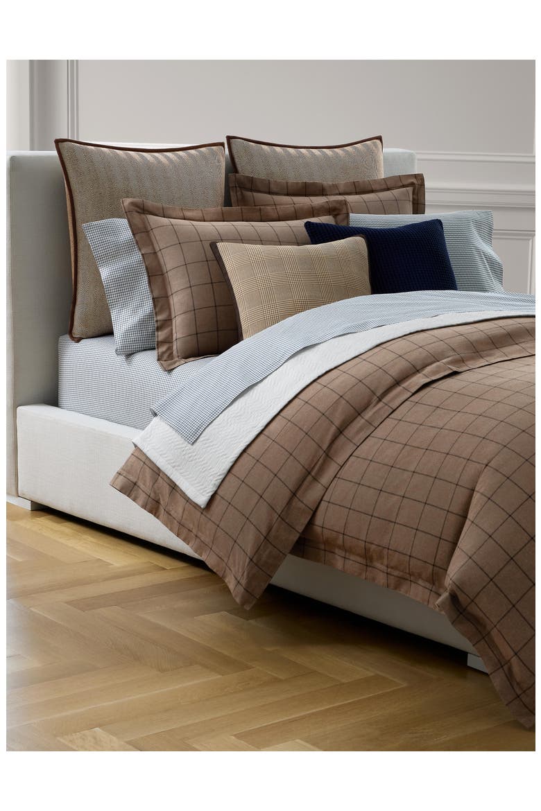 Ledger Windowpane Plaid Cotton Twill Duvet Cover & Sham Set, Alternate, color, CINNAMON