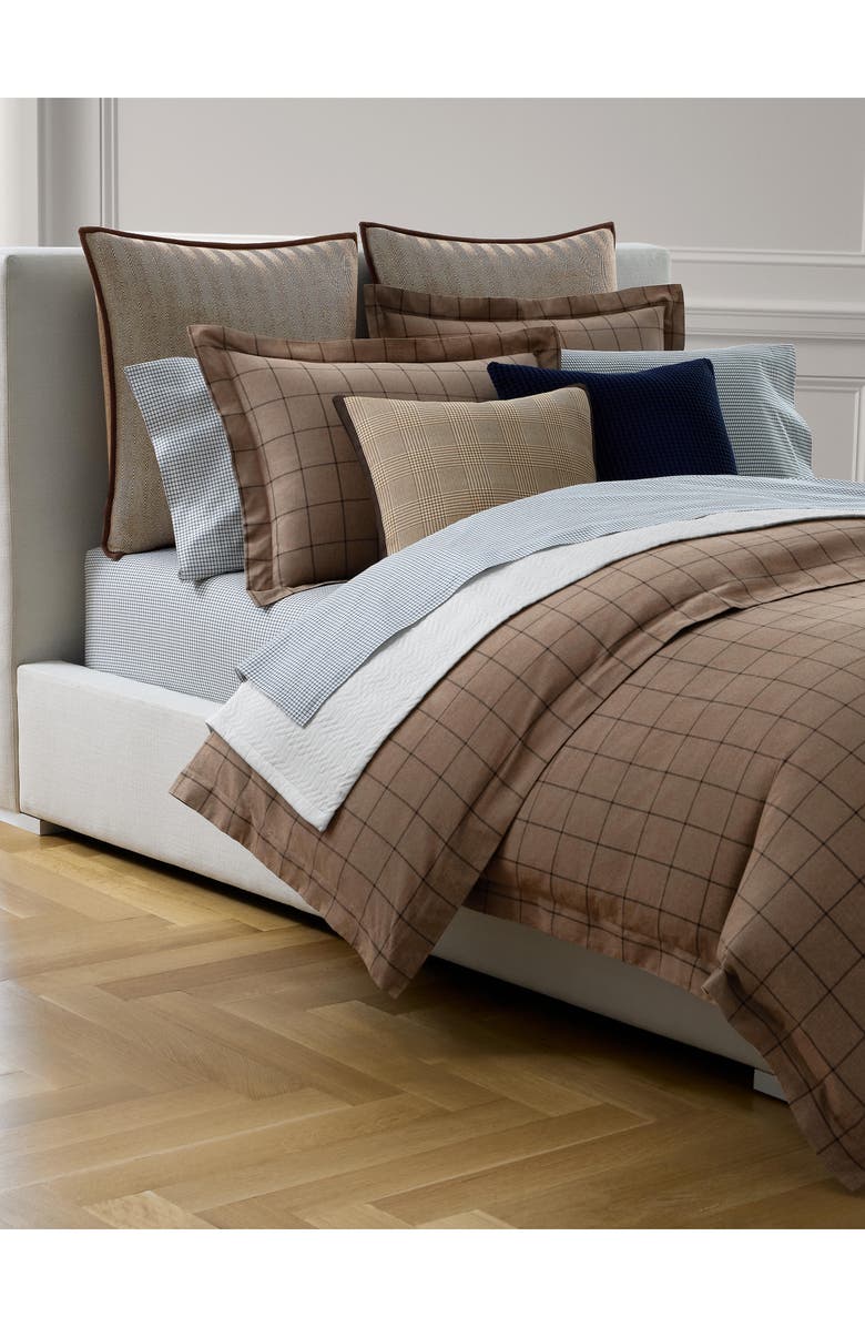 Lauren Ralph Lauren Ledger Windowpane Plaid Cotton Twill Duvet Cover & Sham Set, Alternate, color, Cinnamon