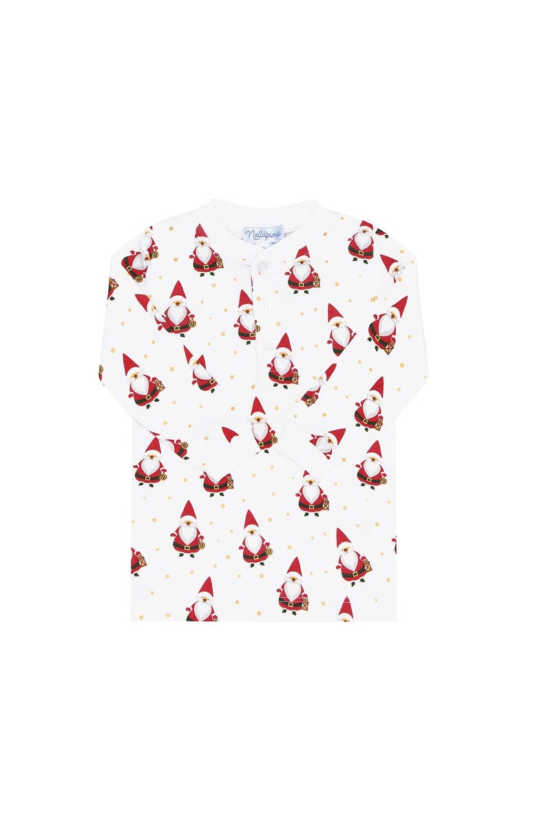 Nellapima Pima Cotton Santa Print Zipper Footie - Baby, Alternate, color, Multicolor